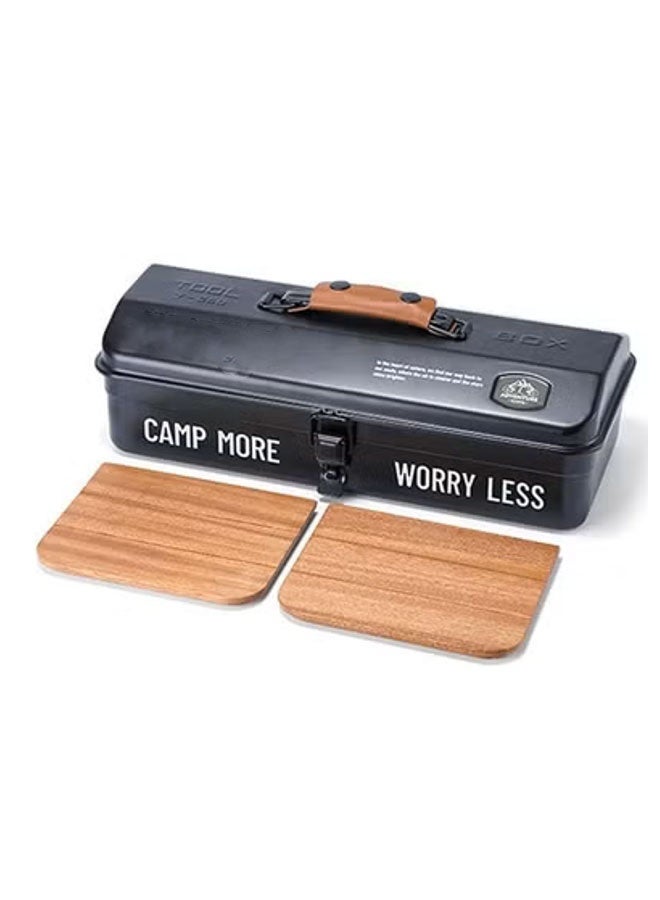 Portable Iron Tool Storage Box | Multifunctional Outdoor Camping Picnic Hand Carry Tool Case, Waterproof Anti-Rust Metal Organizer Box with Lock Buckle for Repair Tools & Camping Gear - Image 2